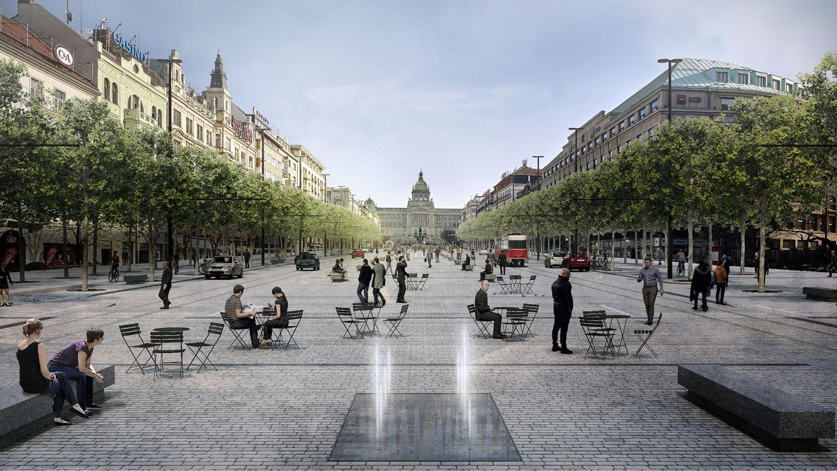 Vizualizace: Tak má vypadat Václavské náměstí. Lípy, pítka a nádrže na vodu